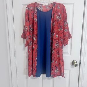 2 Piece Wallflower Blouse and Floral Kimono Set| Size S